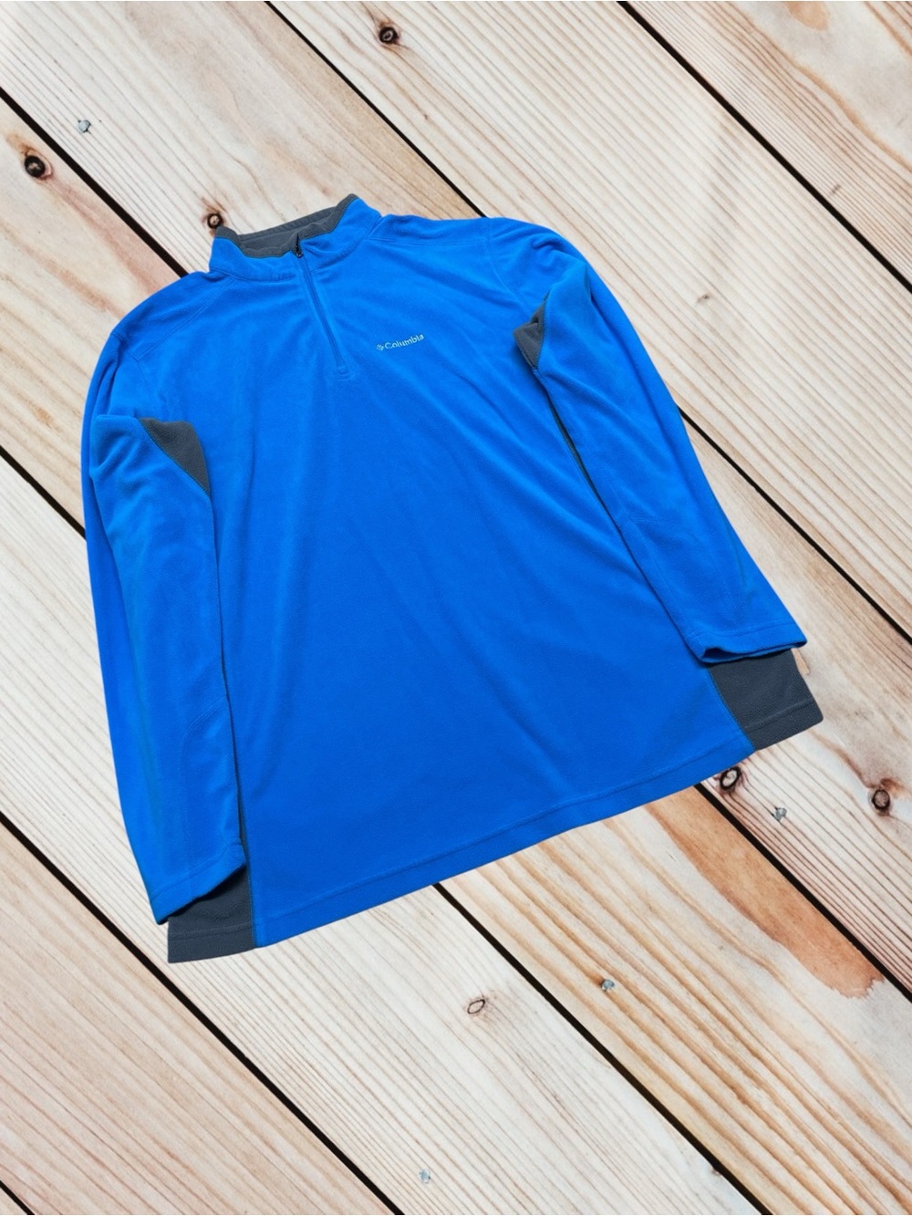 Columbia XXL blue grey 1/4 zip fleece pullover